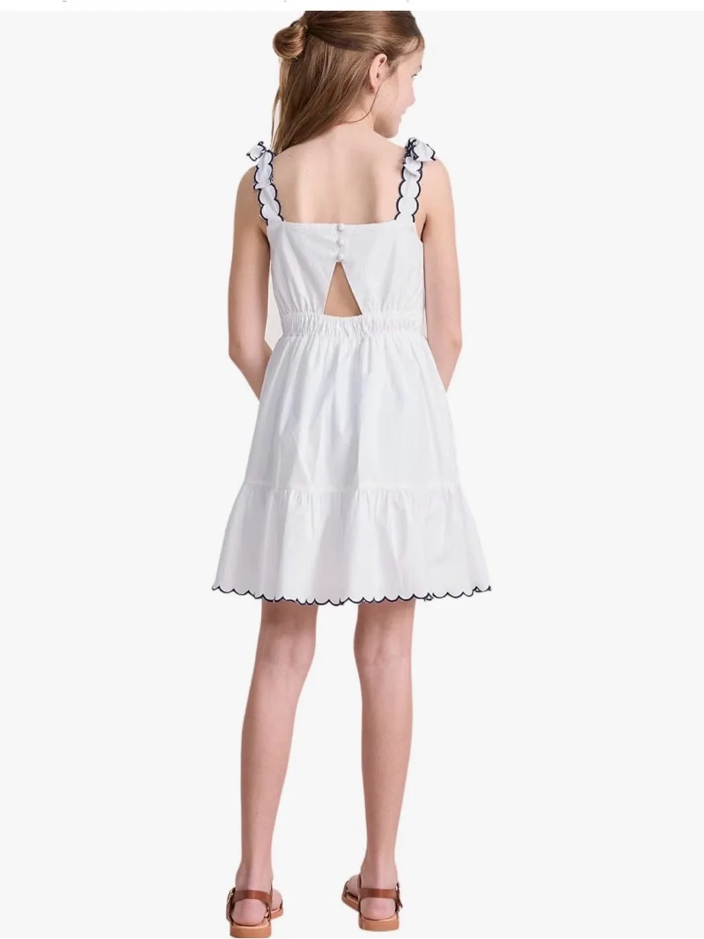 Brand new White Scalloped Strap Sundress for Girls